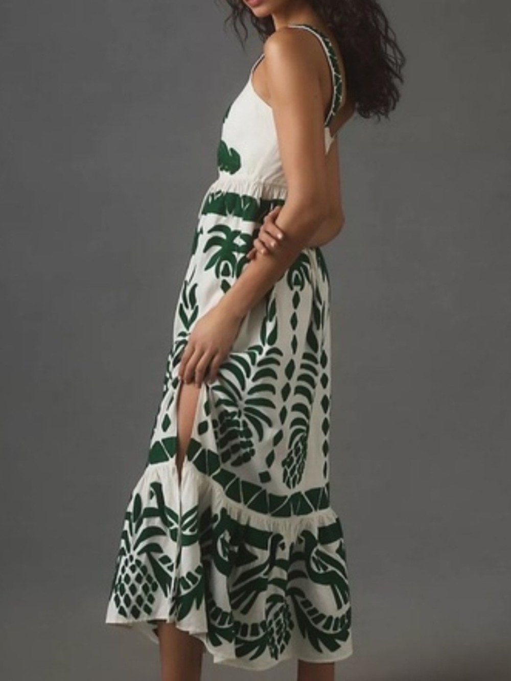 Farm Rio Women’s Green and White Printed Maxi Dress Size M - Picture 2 of 7